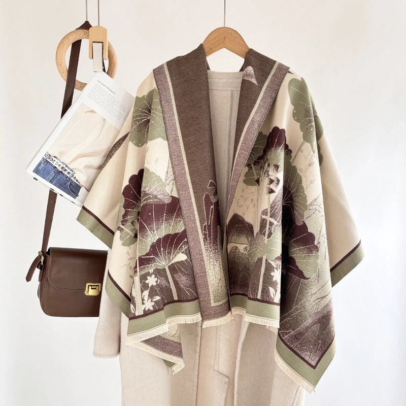 Women's Elegant Plant Imitation Cashmere Jacquard Scarf