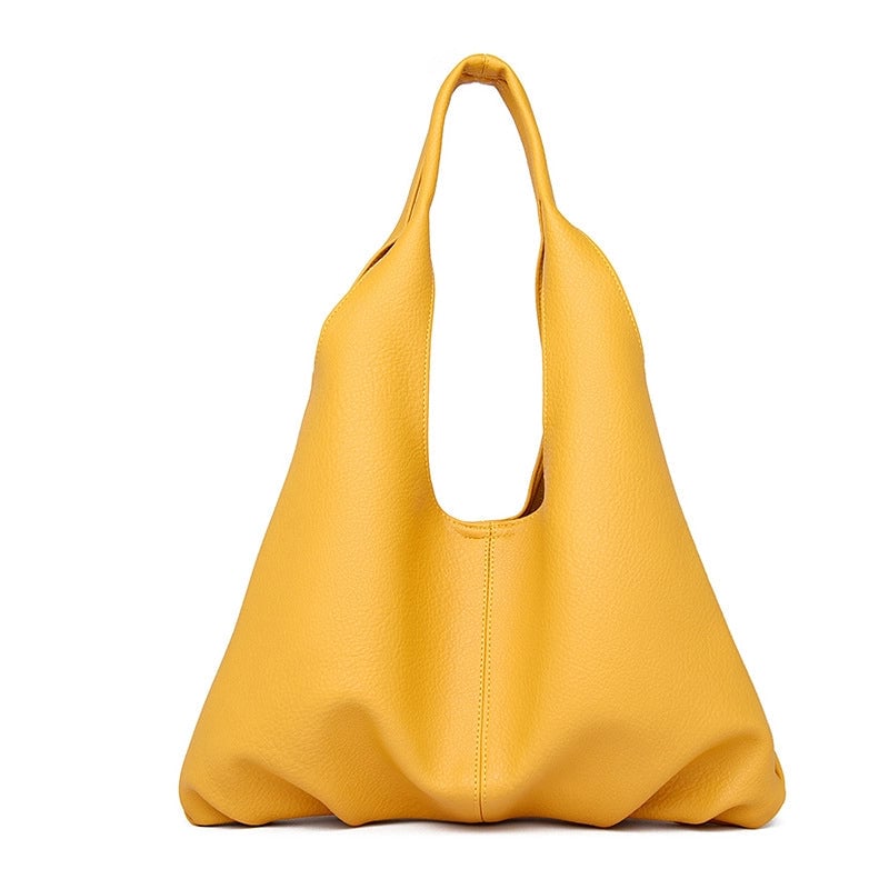 Women's Medium Pu Leather Solid Color Basic Classic Style Bucket Magnetic Buckle Shoulder Bag