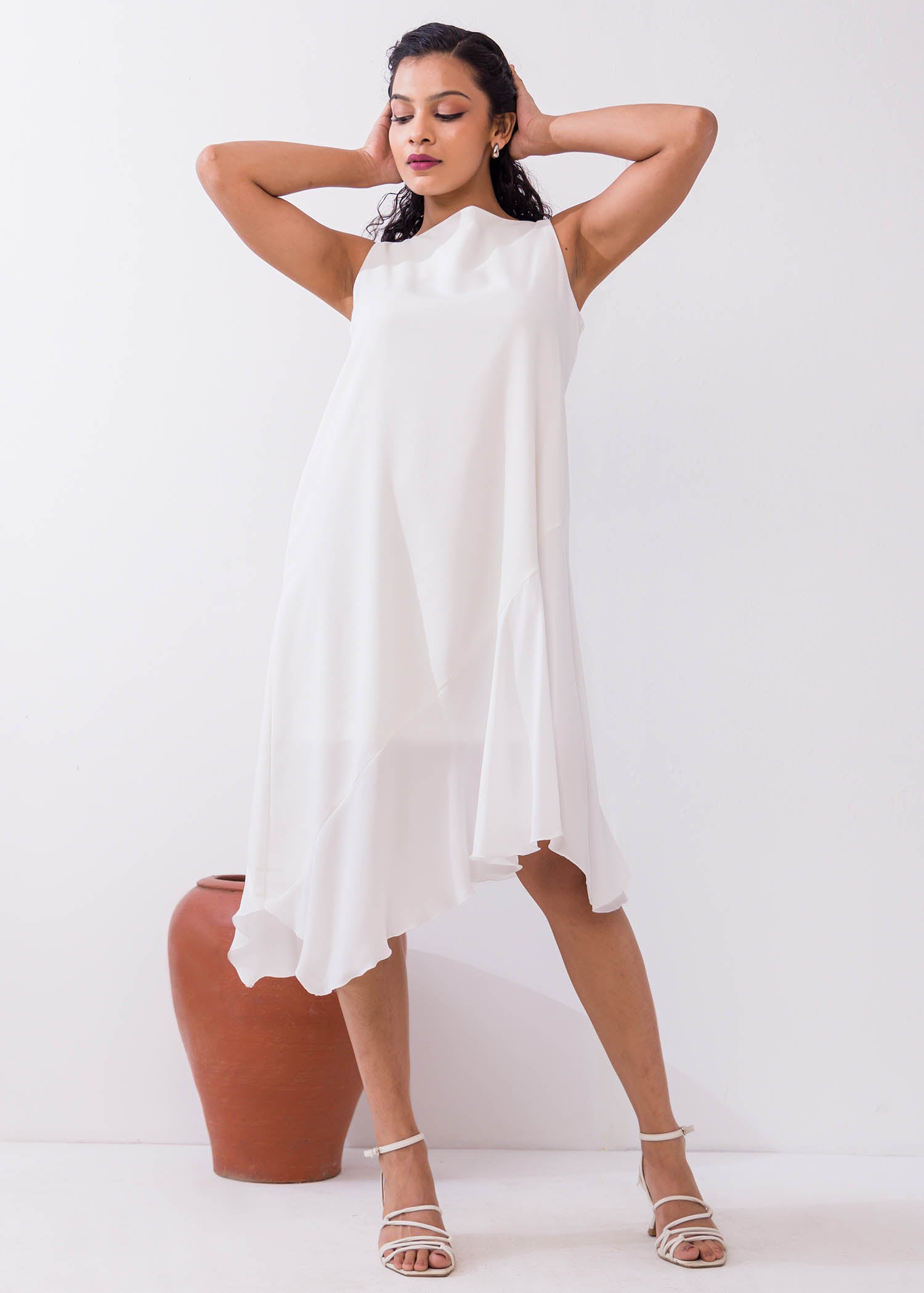 Sleeveless Asymmetrical Hem Dress