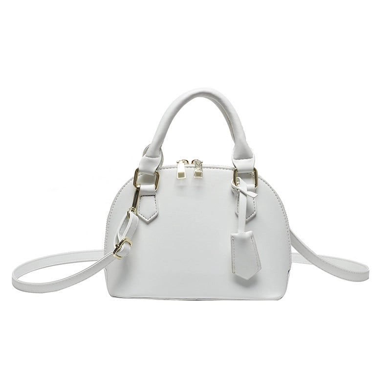 Women's All Seasons Pu Leather Solid Color Vintage Style Shell Zipper Dome Bag