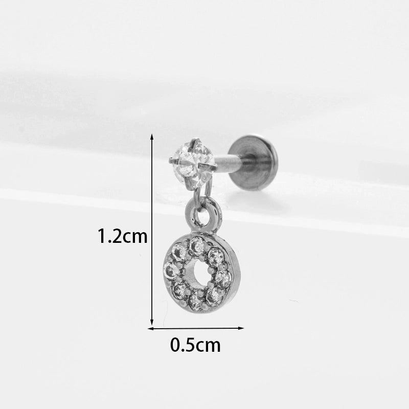 Ear Cartilage Rings & Studs Flower 316L Stainless Steel  Copper Inlaid Zircon