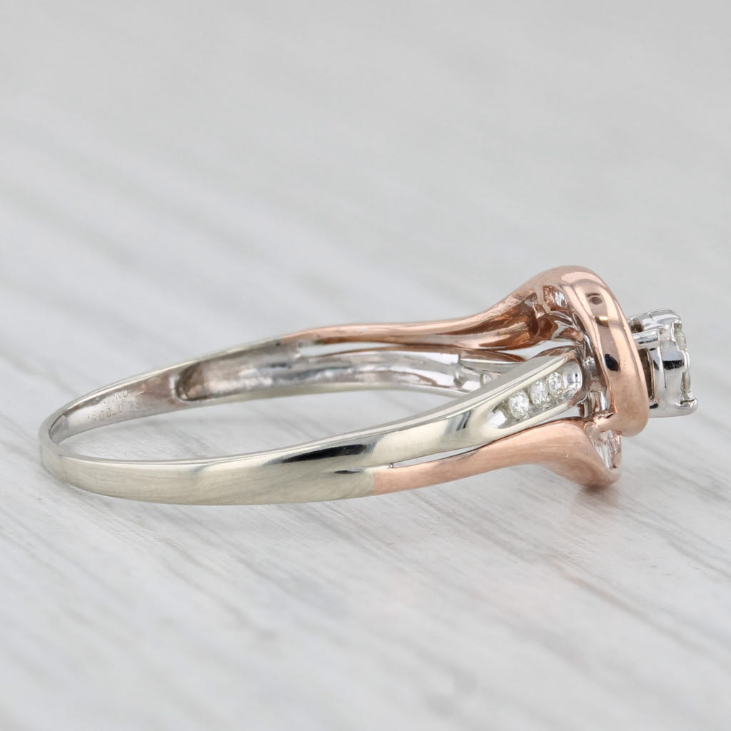 0.18ctw Diamond Bypass Engagement Ring 10k White Rose Gold Size 9
