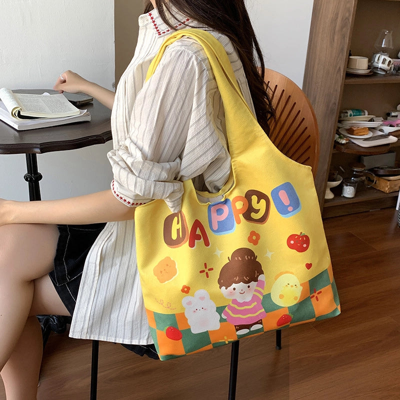 Women's Large Polyester Animal Letter Elegant Cute Streetwear Square Magnetic Buckle Tote Bag