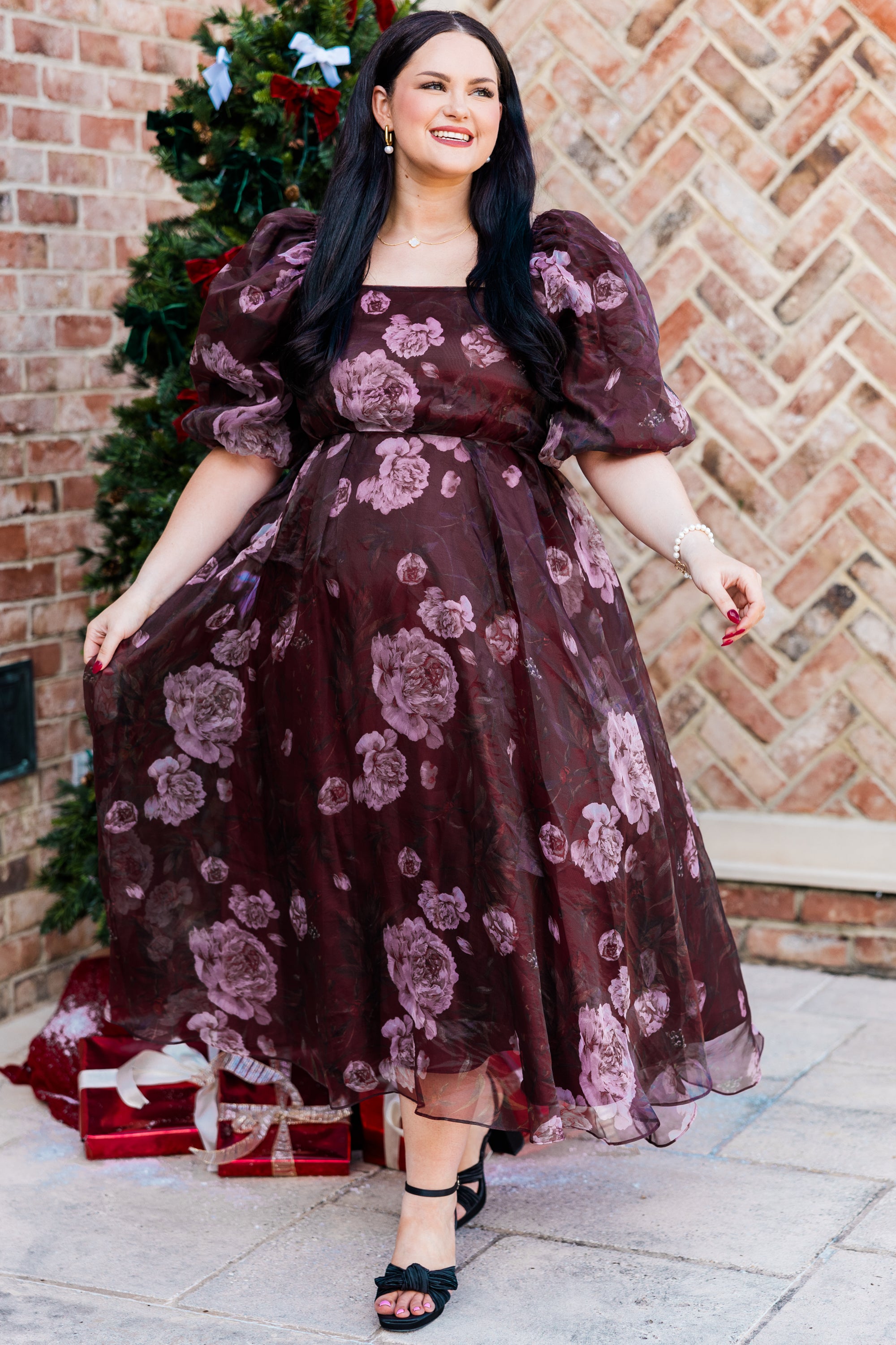 Blossoming Resilience Dress. Wine