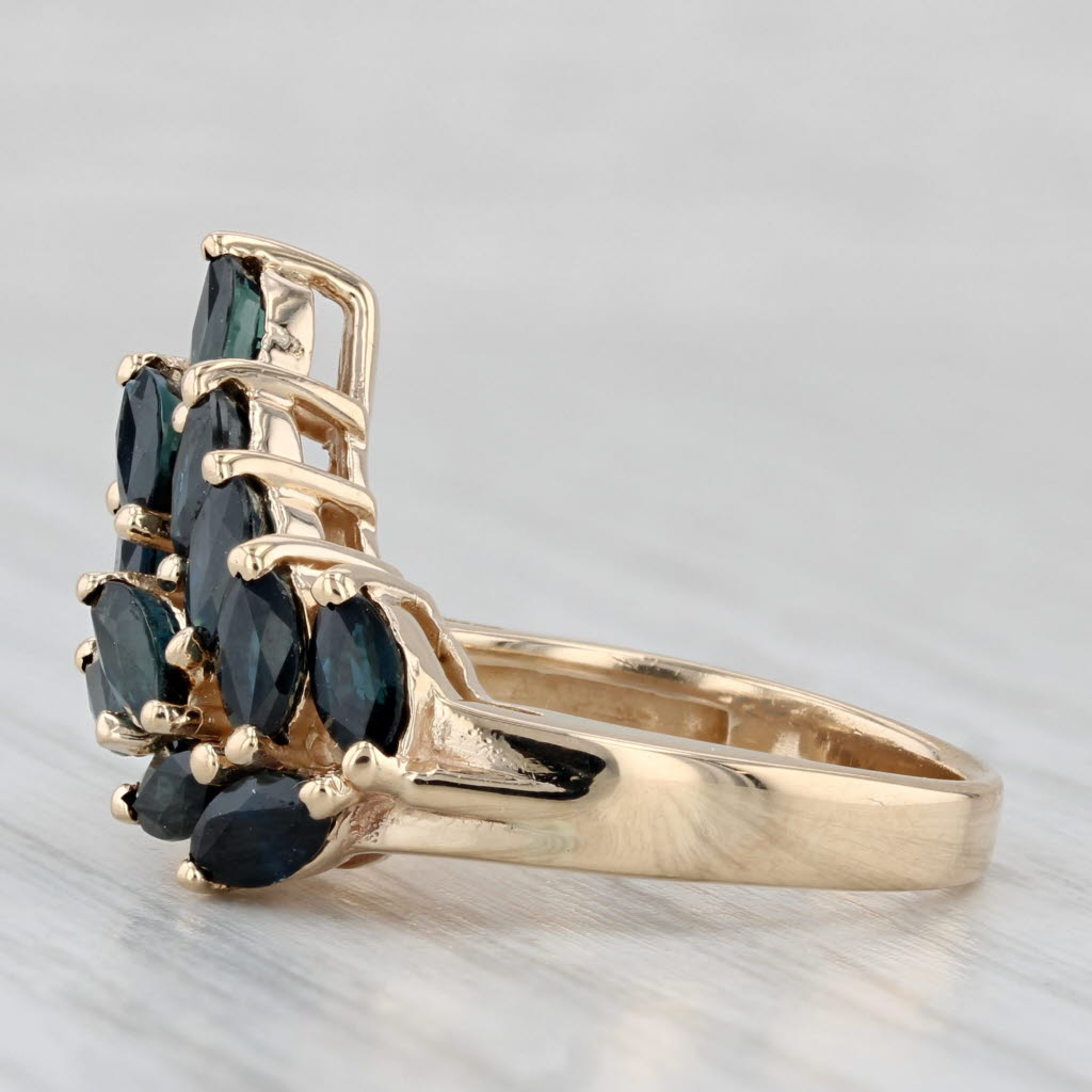 2.07ctw Blue Sapphire Cluster Diamond Ring 14k Yellow Gold Size 6.25