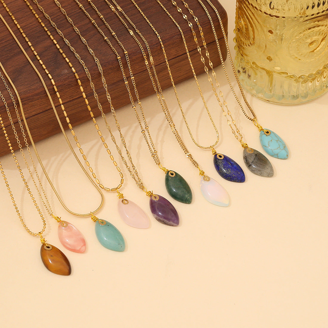 Expressive Natural Stone Electroplating Necklaces