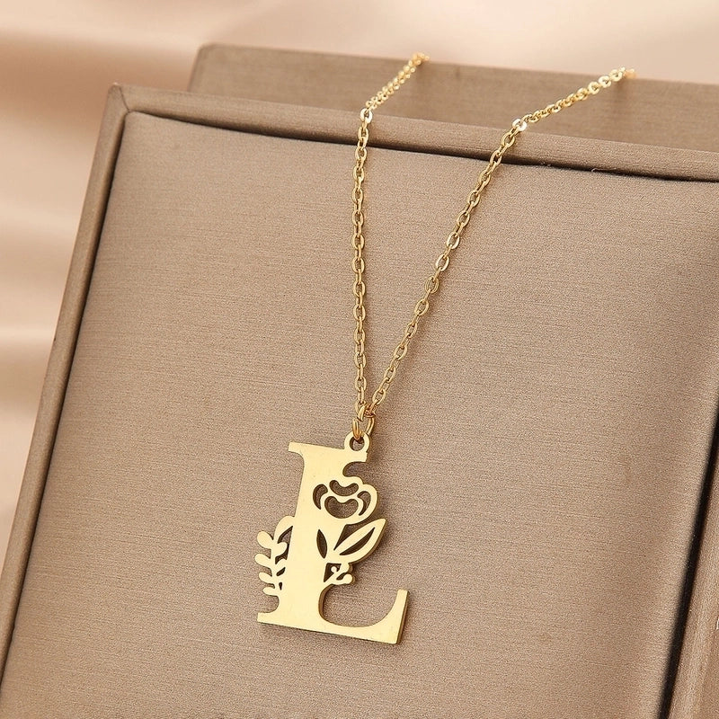 Basic Classic Style Letter Stainless Steel Plating Pendant Necklace