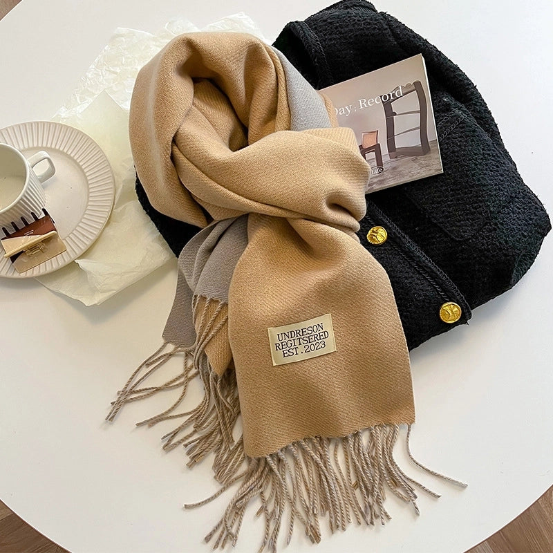 New Scarf Autumn And Winter Popular Color Matching Cashmere High-grade Warm Shawl Student Fashion Scarf Female