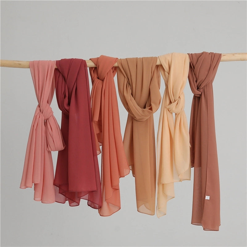 Pearl Chiffon Scarf Solid Color Rectangular Scarf Women's Shawl Basic Scarf