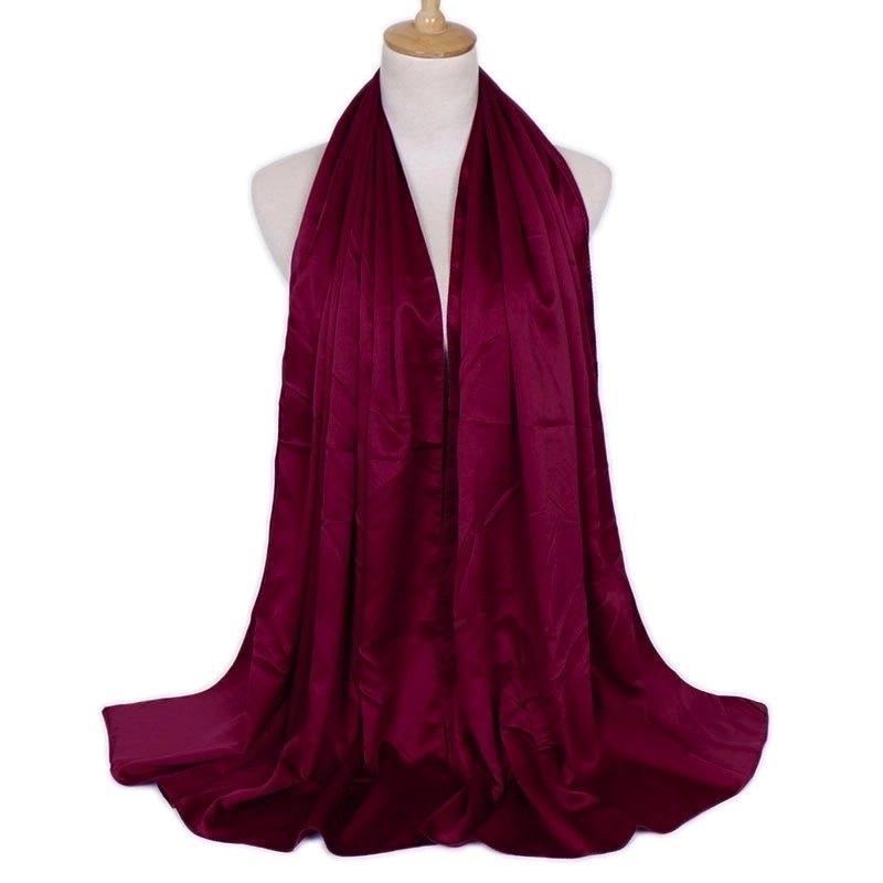 Women's Lady Solid Color Satin Silk Scarves
