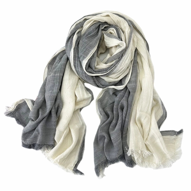 Unisex Retro Color Block Cotton Tassel Scarf