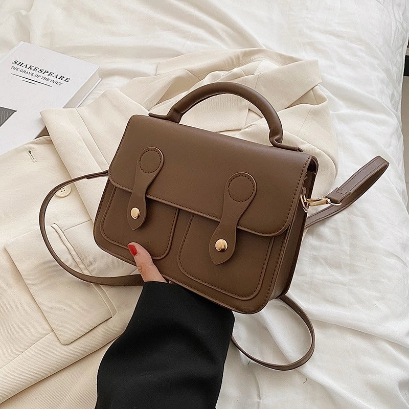 Women's Small Pu Leather Geometric Elegant Zipper Square Bag