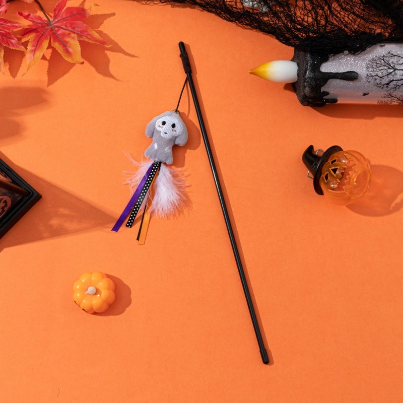 Halloween Funny Cat Stick Cartoon Doll Feather Bell Series New Halloween Cat Toy Manufacturer