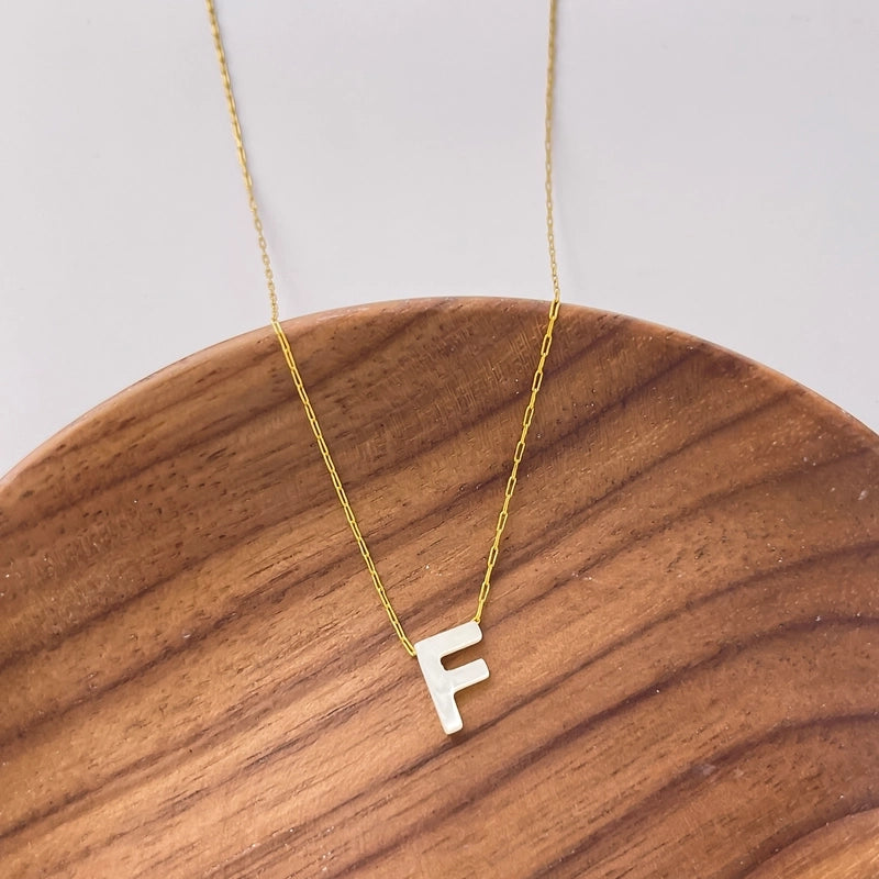 316L Stainless Steel  18K Gold Plated Minimalist Irregular Letter Shell Pendant Necklace
