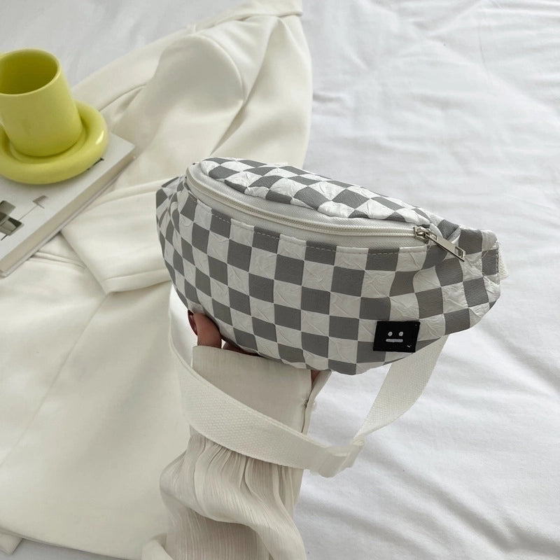 Streetwear Plaid Zipper Fanny Pack