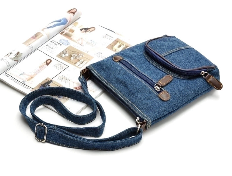 Women's Medium Denim Star Solid Color Basic Streetwear Square Zipper Shoulder Bag Crossbody Bag