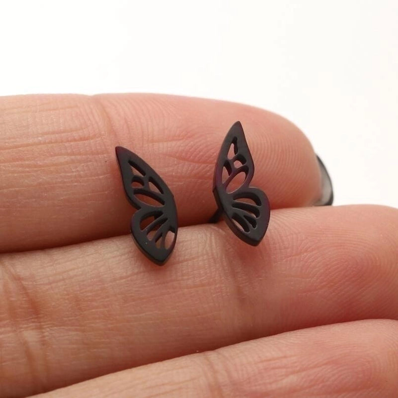 1 Pair Minimalist Butterfly Plating Hollow Out 304 Stainless Steel 18K Gold Plated Ear Studs