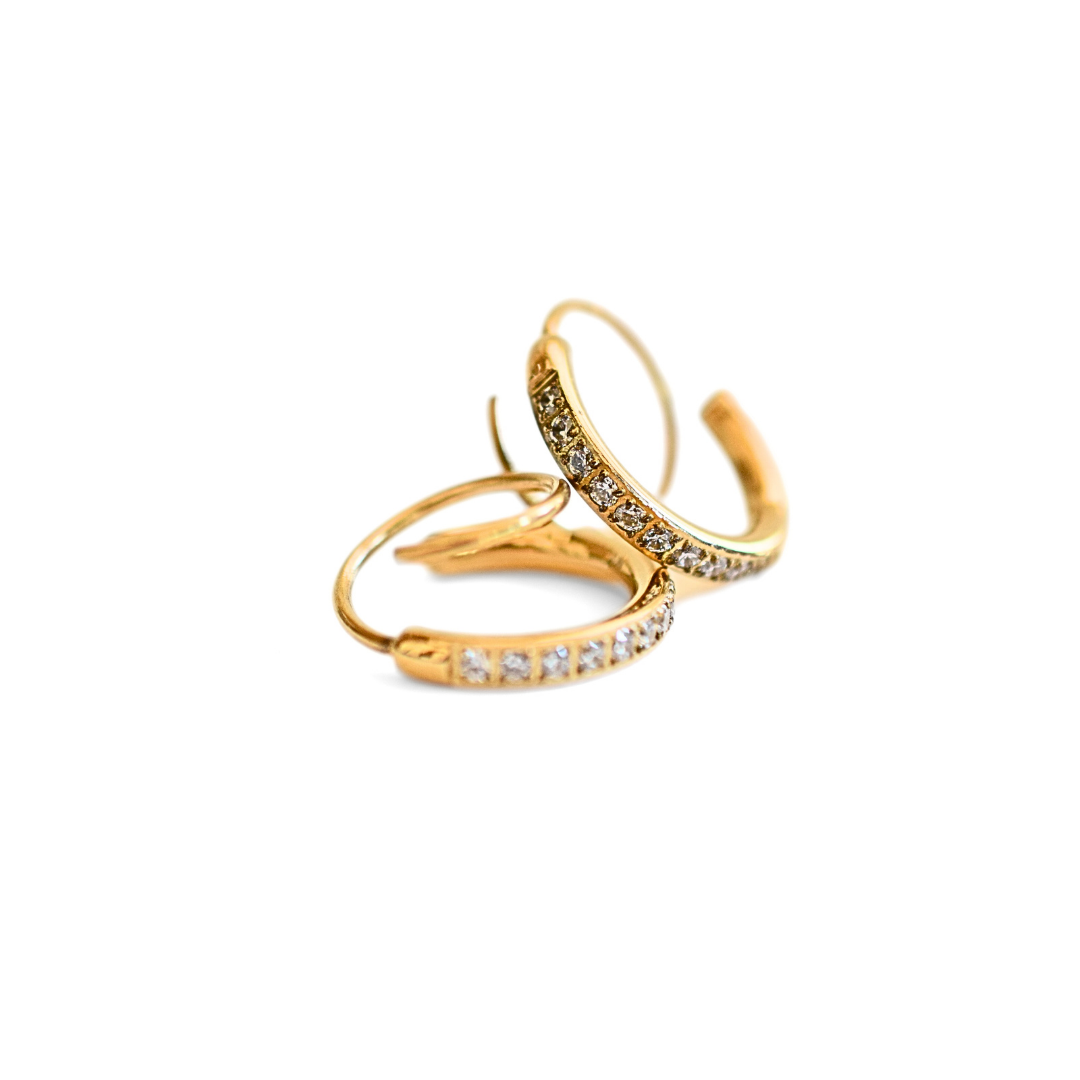 Twisted diamond style hoops - Gold