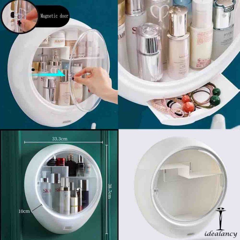 Cosmetic Organizer With Transparent Door Wall Mounted