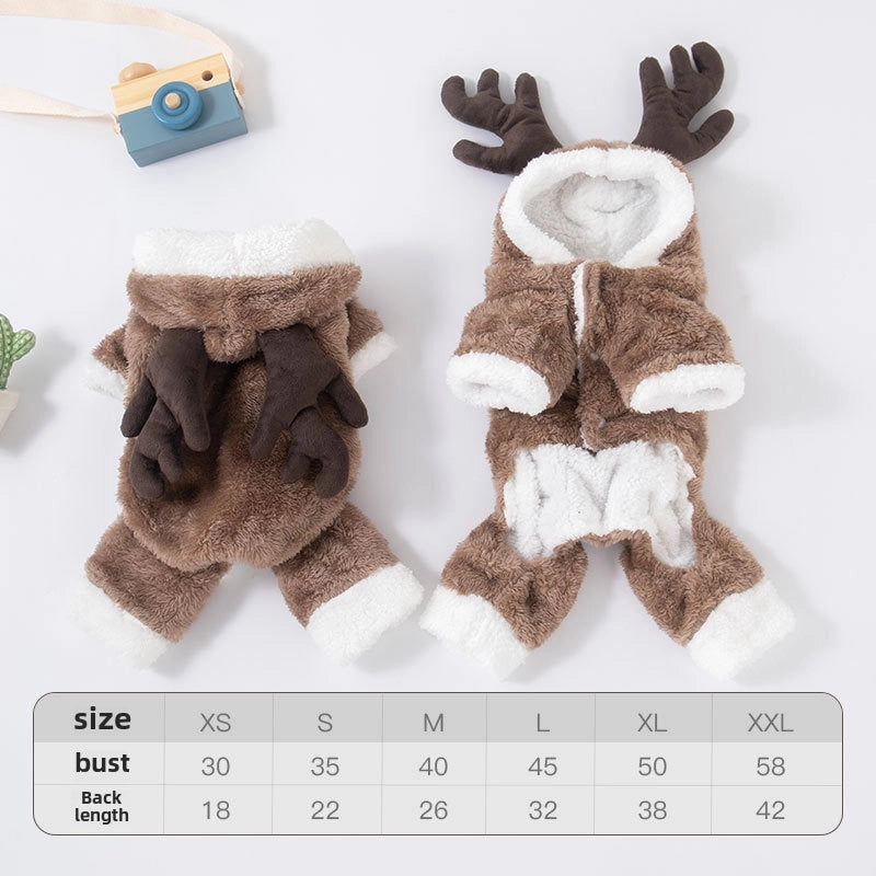 Autumn And Winter Dog Clothes Warm Thickened Coral Fleece Puppy Transformation Outfit Teddy Corgi Cat Pet Clothing