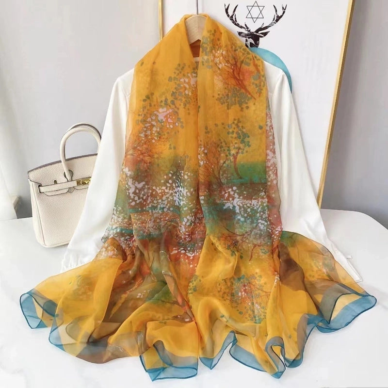 Spring And Summer New Yourou Silk Scarf Large Size Printed Beach Towel Dot Travel Vacation Sunscreen Scarf Women's Spot