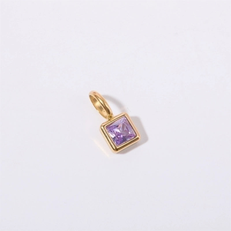 201 Stainless Steel 304 Stainless Steel Glass Minimalist Diamond Geometric Square Pendant Necklace