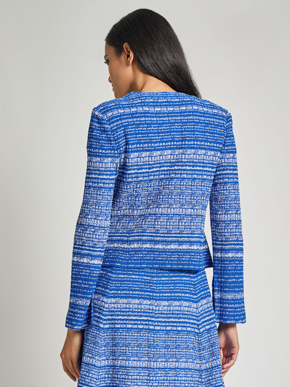 Tailored Melange Tweed Knit Jacket - Modern Fit