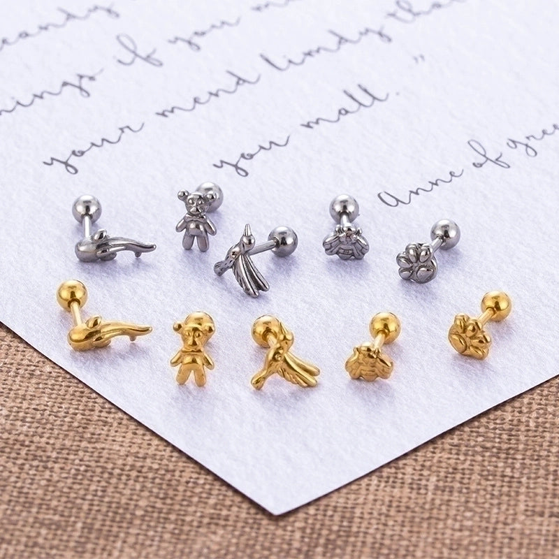 1 Piece Ear Cartilage Rings & Studs Fashion Bear 316L Stainless Steel  Plating