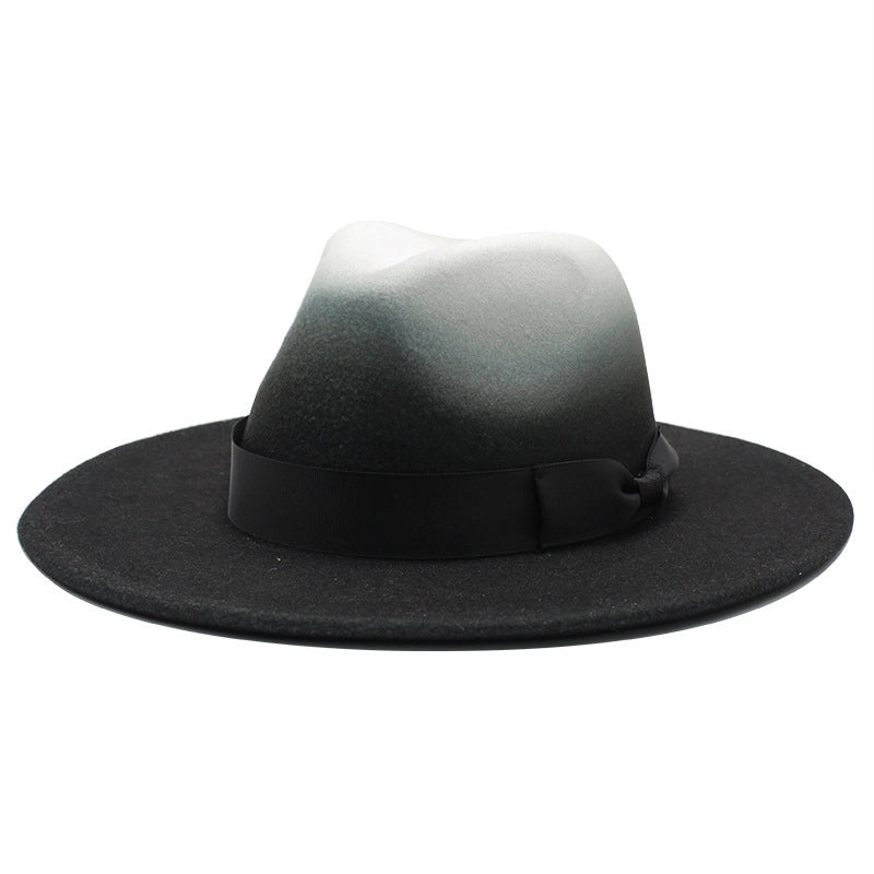 Style Big Brim Woolen Hat Gradient Color Two-color Jazz Hat Autumn And Winter Men's And Women's Hat Felt Hat JZ-013