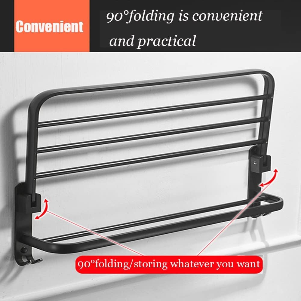 Wall Mounted Aluminum Alloy Towel Rack. Bathroom Towel Shelves With Double Towel Bars