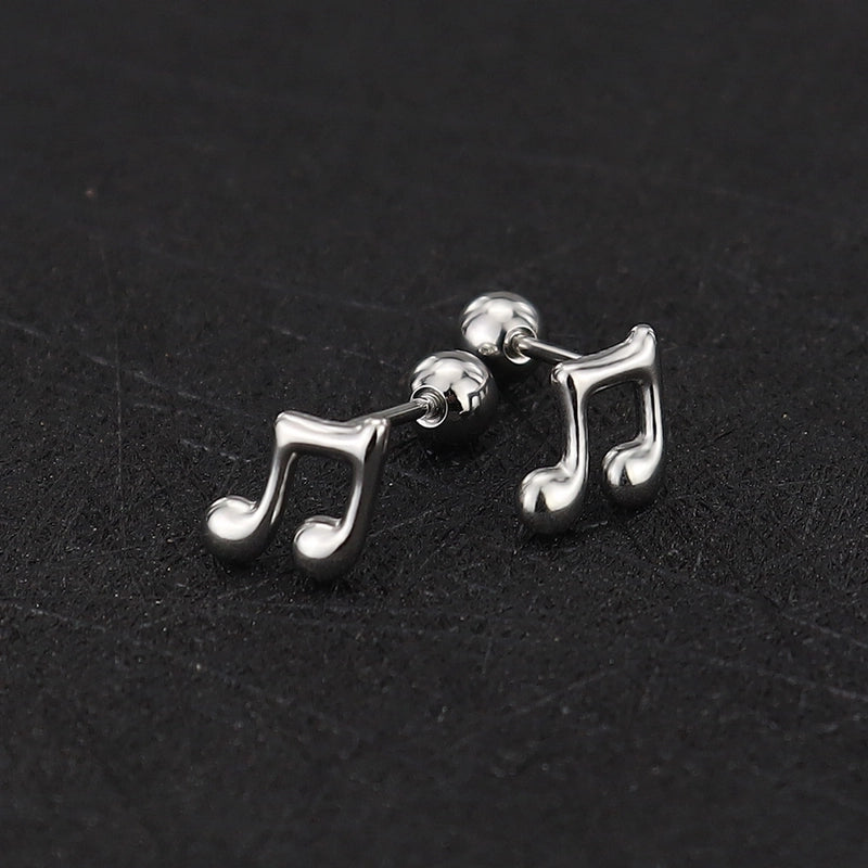 1 Piece Cute Minimalist Geometric Animal Crown Plating Titanium Steel Ear Studs