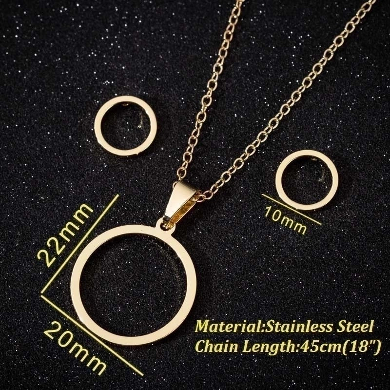Minimalist Geometric Leaf Heart Shape Stainless Steel Plating Earrings Necklace 1 Set