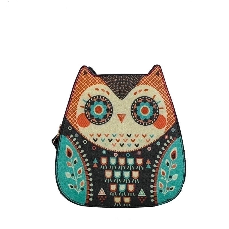 Women's Small Pu Leather Animal Color Block Streetwear Zipper Shoulder Bag