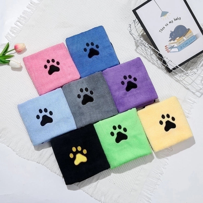 Fashion Artificial Fiber Paw Print Pet Bath Towel