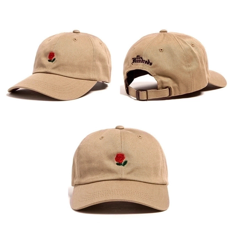 Unisex Korean Style Flower Embroidery Crimping Baseball Cap