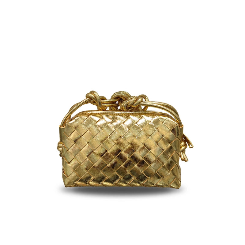 New Square Woven Cloud Bag Genuine Leather  Women's Bag Fashionable Hand-held Shoulder Crossbody Bag For Women