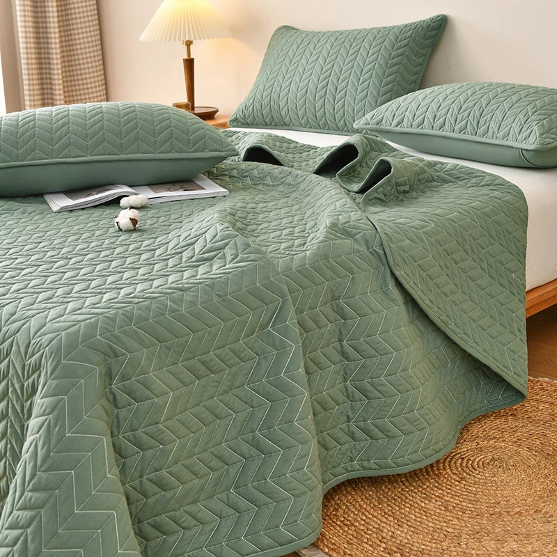 In Stock Exclusive For Pure Color Washed Cotton Bedspread Tatami Quilted Non-Slip Bed Sheet Three-Piece Set Tailstock Cover Blanket