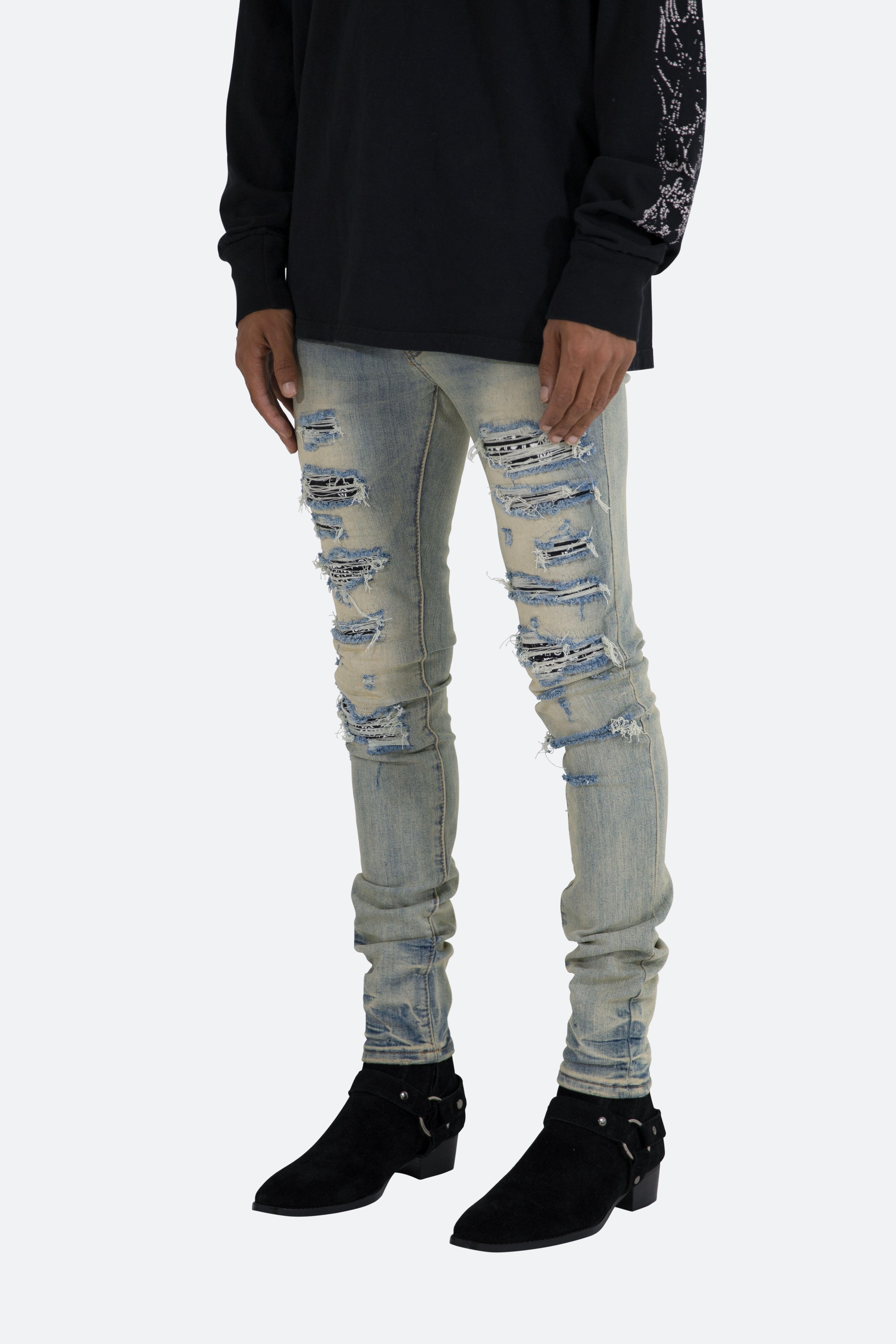 X165 Paisley Skinny Denim - Blue/Black