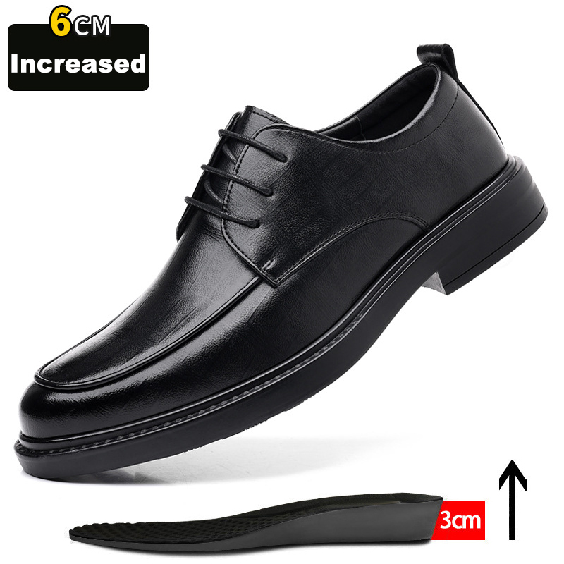 Gptsolvy New Men's Formal Shoes Genuine Leather Fashion Dress Shoes Men‘s Italian Style Business Office Wedding Solid Color Lace Up Shoes