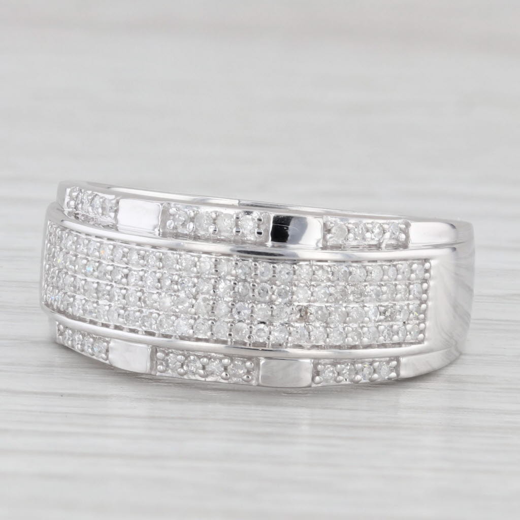 0.45ctw Diamond Men's Ring 10k White Gold Size 10.5 Wedding Band