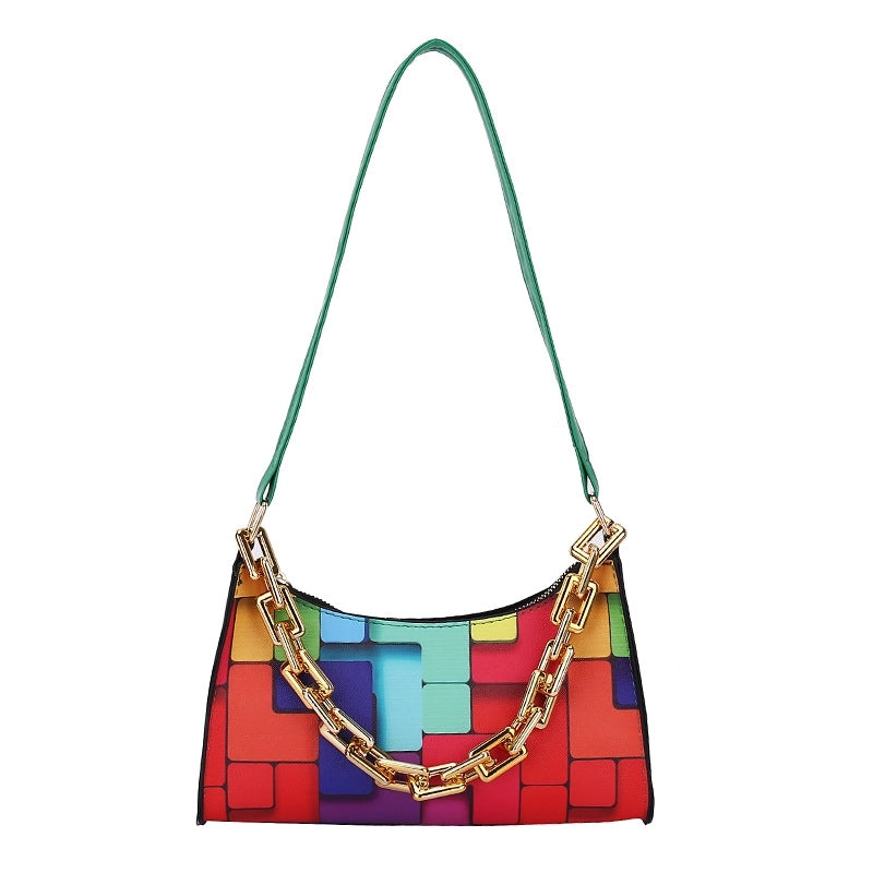 Women's Medium Pu Leather Stripe Streetwear Zipper Underarm Bag