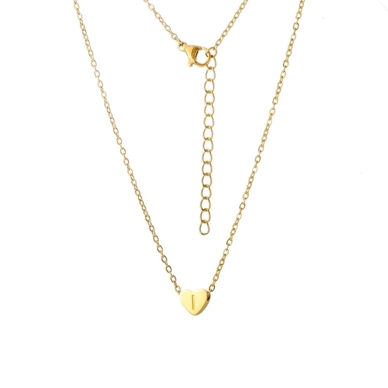 Stainless Steel Titanium Steel 18K Gold Plated Minimalist Letter Heart Shape None Pendant Necklace