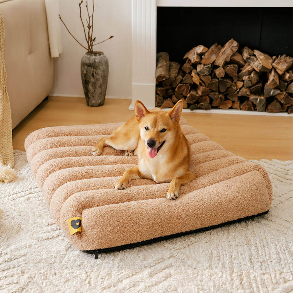 Large Washable Creamy Cozy Flat Dog Beds - Cheesecake