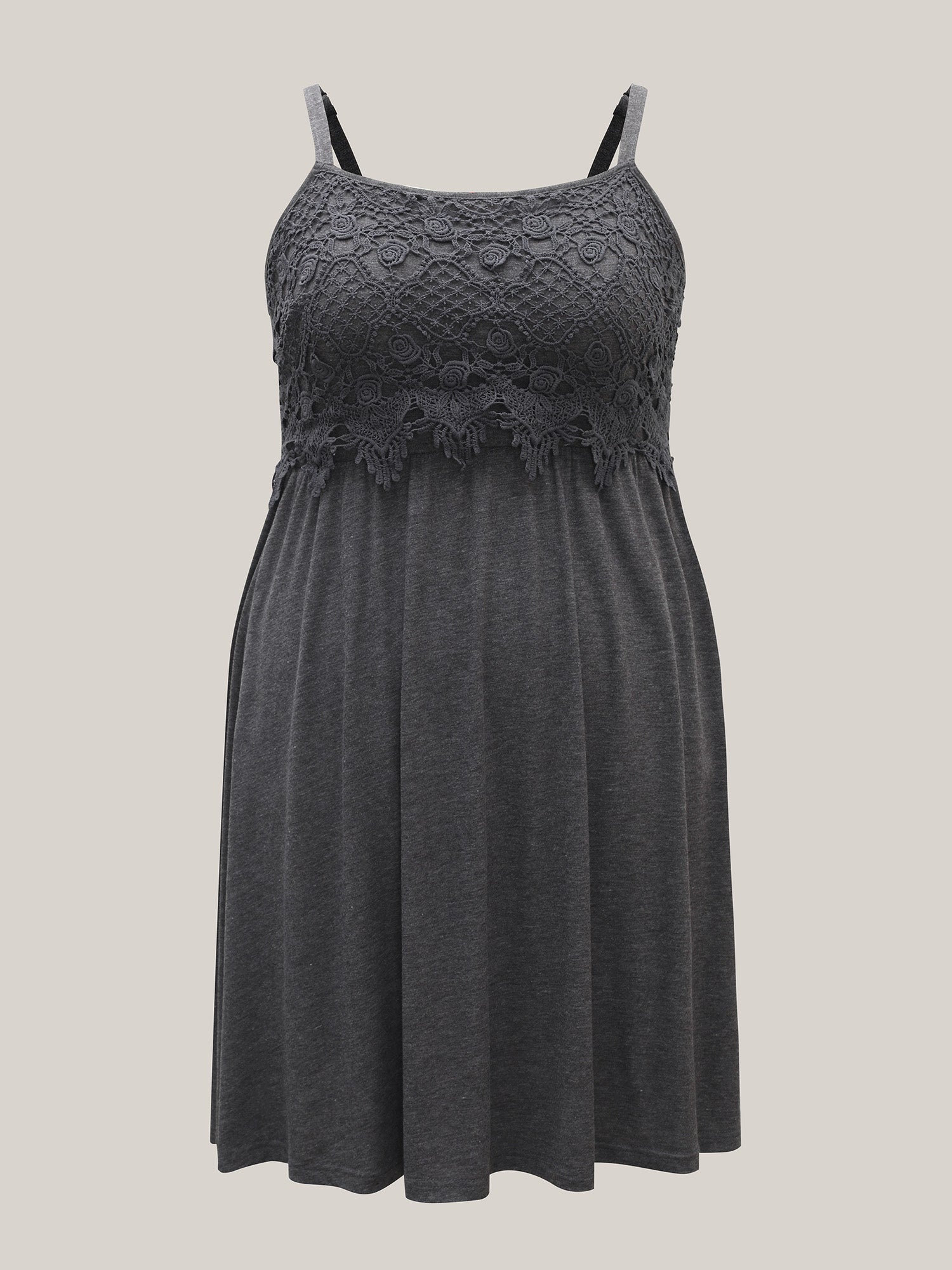 Lace Waist-Cinched Pockets Midi Dress