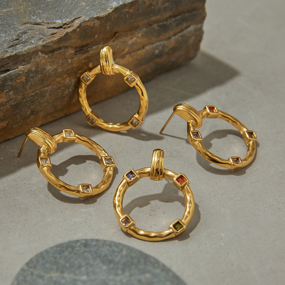 Stainless Steel Zircon Earrings Earrings Earrings Design Niche Titanium Steel Female