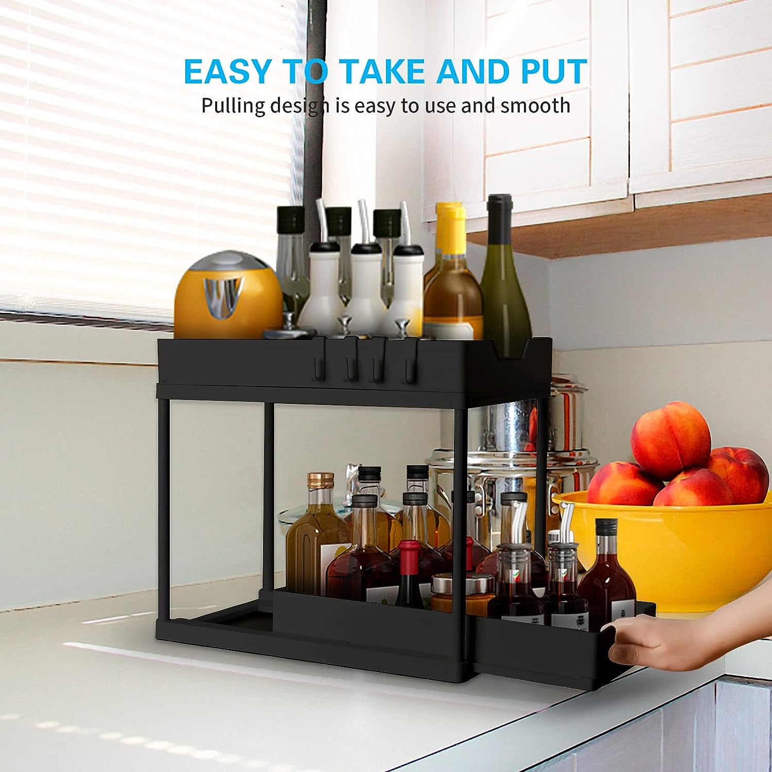 Double-Layer Multifunction Kitchen Storage Rack. Kitchen Storage Holder Sliding Seasoning Shelf Home Accessories