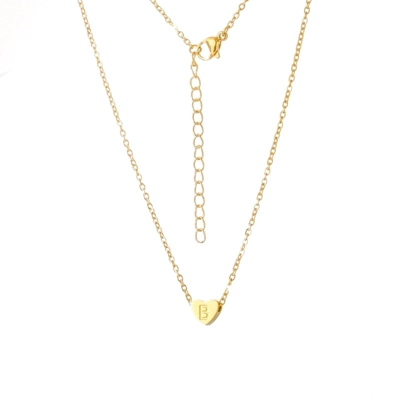 Stainless Steel Titanium Steel 18K Gold Plated Minimalist Letter Heart Shape None Pendant Necklace