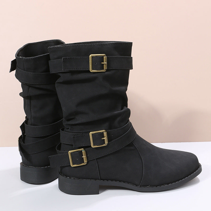 👢Low Heel Boots with Buckle for Women👢 - Walk in Comfort and Style.