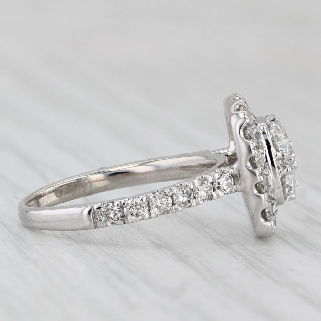 1.45ctw Vintage Diamond Halo Ring 14k White Gold Size 6