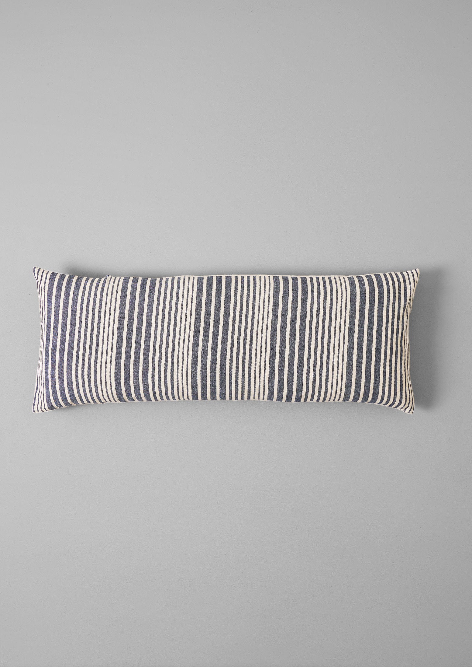 Hand Woven Stripe Bolster Cushion | Indigo/Ecru